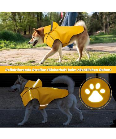 Waterproof Dog Raincoat with Reflective Strip | Adjustable Hooded Rain Jacket for Small to Large Dogs - DQGHQME Yellow - Buy Online on GoSupps.com
