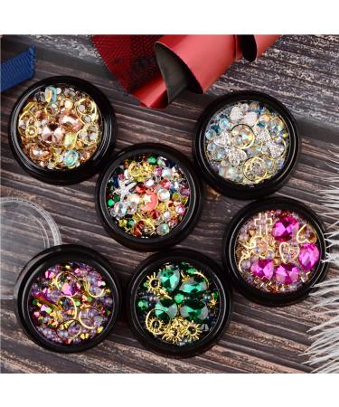 6 Wheels Mixed Sparkle Nail Art Rhinestones, Diamonds, Crystals, Butterfly Beads, Pearls, Studs, Gems, Rivets & Charms Kit - Buy Online on GoSupps.com