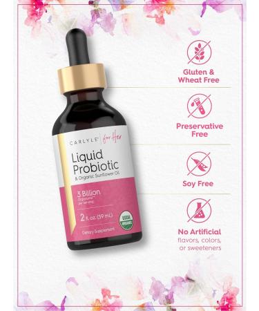 Carlyle Liquid Probiotic for Women | 2 fl oz | with Organic Sunflower Oil | 3 Billion Active Organisms | Dietary Supplement for Her - Buy Online on GoSupps.com