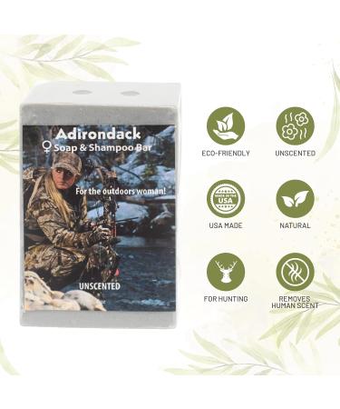 ADK Hunter Women Unscented Camo Soap Bar - All-Natural 3-in-1 Hunting Soap Shampoo & Conditioner with Activated Charcoal - No Odor Human Scent Removal Gift 4 Oz - Buy Online on GoSupps.com