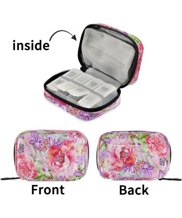 Pfrewn 7 Day Pill Organizer Case - Floral Travel Pill Box with Zipper for Vitamins & Medications | Portable Weekly Supplement Holder - Buy Online on GoSupps.com