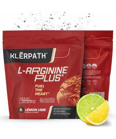Klerpath L-Arginine Plus Powder with 5110 mg L-Arginine and 1010 mg L-Citrulline - Nitric Oxide Supplement for Blood Flow and Circulation - Lemon Lime Flavor 13.4 Ounces