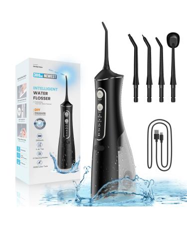 2024 Latest Version Water Dental Flosser Teeth Cleaner Picks - 4 Modes Waterpik Oral Irrigator Rechargeable Cordless IPX7 Waterproof Electric Waterflosser Portable 300ML Flossing for Teeth Cleaning