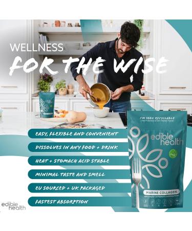 Hydrolysed Marine Collagen Peptides Powder - High Protein, Carb-Free Supplement - 1Kg Pouch - Edible Health - Buy Online on GoSupps.com