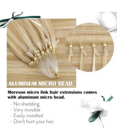 Moresoo Microring Extensions | Real Hair 45 cm | #P14/613 Strawberry & Platinum Blonde | 50g/Pack | Premium Quality Micro Loop Extensions - Buy Online on GoSupps.com