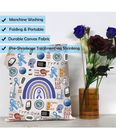 Blue Ribbon T1D Warrior Gift | Type 1 Diabetes Awareness Tote Bag | Diabetic Supply Bag - Buy Online on GoSupps.com