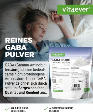 Gaba Pure 540g - 100% Pure Laboratory Tested Powder | Vegan Gamma-Aminobutyric Acid | 180 Servings | Premium Quality - Buy Online on GoSupps.com