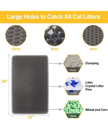 LeToo Cat Litter Mat - Large Waterproof Double Layer Anti-Tracking Kitty Mat - No-Toxic & Washable - Grey 24 x 15 - Buy Online on GoSupps.com