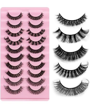 Strip Lashes False Lashes 10 Pairs 5 Styles Natural Look Clear Band Light Weight Wispy Faux Mink Russian Strip Lashes D Curl 3D Crisscross Multi-Layers False Fake Eyelashes