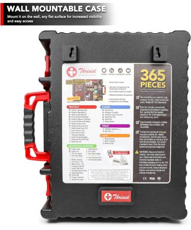 365 Piece First Aid Kit | Durable Hard Case | Wall-Mountable | Ideal for Home, Office, Car, Travel | For Emergencies, Camping, Hiking | Black - Buy Online on GoSupps.com