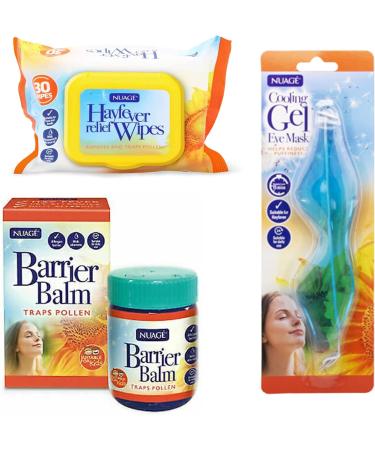 Nuage Hayfever Essential Kit - 30 Resealable Relief Wipes, Allergen Barrier Balm, Cooling Gel Eye Mask | Natural Remedy for Hay Fever | Face & Hand Treatment - Buy Online on GoSupps.com