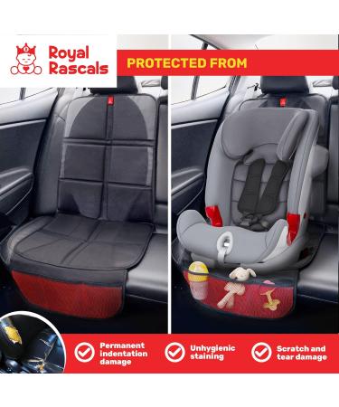 Royal Rascals Car Seat Protector - Padded Cover with Headrest Fastener, Organizer Pockets & Liners - Universal Fit for Cars - Black & Red - Buy Online on GoSupps.com