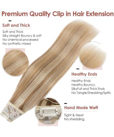 Benehair Clip in Human Hair Extensions One Piece Real Human Clip in Hair Extensions 16 Inches 65g Golden Brown Mix Bleach Blonde Real Human Hair Extension Upgraded V Type Clip in Hair Extension - Buy Online on GoSupps.com