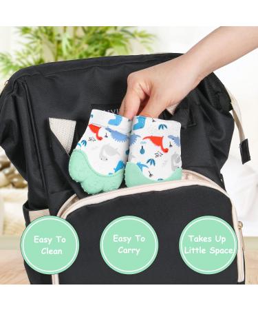 2Pack Green Dinosaur Silicone Teething Mitt | Infant Teething Mitten for Pain Relief | Safe Teething Toys for Babies 0-12 Months - Buy Online on GoSupps.com