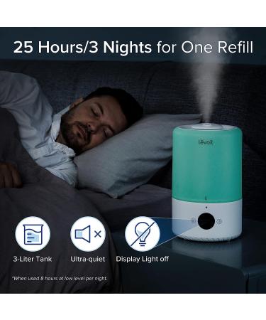LEVOIT Smart Cool Mist Humidifier with Essential Oil Diffuser and Auto Humidity Adjustment - Ideal for Bedroom, Nursery, and Plants - Remote Controlled - Ultrasonic Technology - 3L Capacity - Green - Buy Online on GoSupps.com
