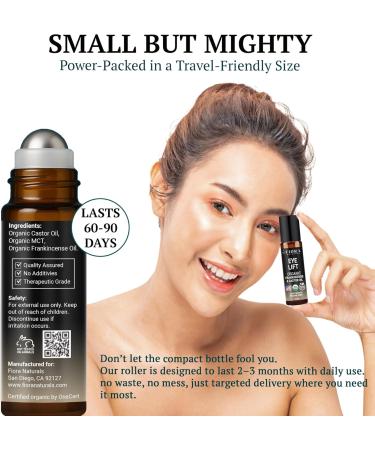 Organic Castor Oil and Frankincense Roll On 100% Pure Hexane Free Eye Oil for Under Eye Reduces Wrinkles Dark Circles & Puffiness Frankincense Essential Oil for Face Roller by Fiora Naturals Castor & Frankincense Blend  - Buy Online on GoSupps.com
