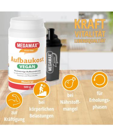 MEGAMAX Vegan Building Food 500g - High-Calorie Liquid Shake for Weight Gain | Pea Protein & Carbohydrates - Nutrient-Rich Vegan Calorie Booster - Buy Online on GoSupps.com