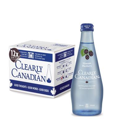Clearly Canadian Mountain Blackberry Sparkling Spring Water Beverage, Natural & Carbonated, Flavored Seltzer Water, 1 Case (12 Bottles x 325mL)