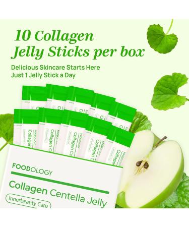 FOODOLOGY Collagen Centella Jelly (10 Days) 300Da Ultra Low Molecular Collagen Centella Asiatica PDRN Vitamin A & E. Coconut Jelly for Hydration & Skin Support (Green Apple) - Buy Online on GoSupps.com