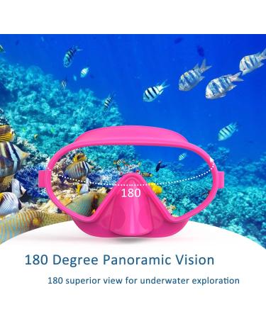 Fxexblin Swim Goggles with Nose Cover | Anti-Fog Lens, Leakproof Skirt | 180 Panoramic View Dive Mask for Kids - Pink - Buy Online on GoSupps.com