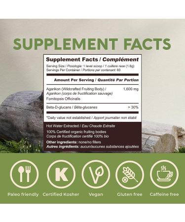 Longevity Botanicals Organic Agarikon Mushroom Powder - 100% Fruiting Body - 100g - Buy Online on GoSupps.com