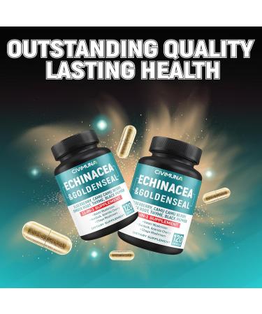 CIVIMUNA Echinacea Extract Capsules with Echinacea Goldenseal Root Elderberry and More - 120 Capsules for 4 Months Supply - Buy Online on GoSupps.com