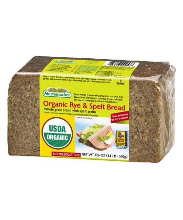 Mestemacher Bread, Organic Rye & Spelt, 17.6 Ounce Packages (Pack of 12)