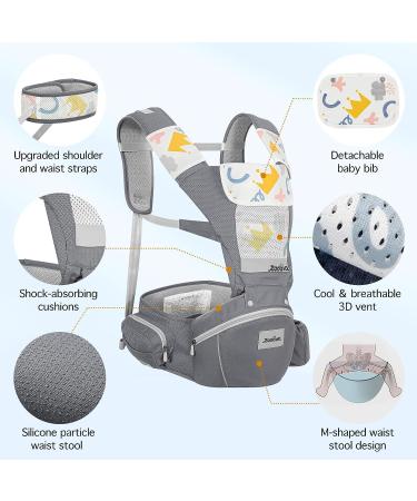 Zooawa 7 in 1 Baby Carrier with Lumbar Support - Soft Breathable Infant Holder for 0-36 Months - Gray - Buy Online on GoSupps.com