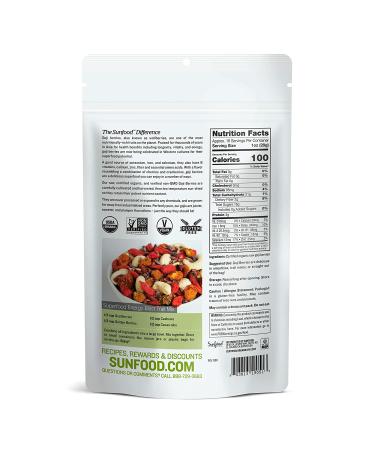 Sunfood Organic Sun-Dried Goji Berries 1 lb - Superfood Antioxidants, Vegan, Non-GMO - Buy Online on GoSupps.com