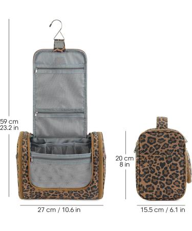 Large Hanging Toiletry Wash Bag Travel Makeup Cosmetic Organizer for Men Women by WANDF (Brown Leopard) - Buy Online on GoSupps.com