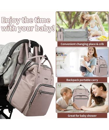 KROSER Diaper Bag Backpack with USB Charging Port | Large Capacity Travel Backpack for Mom in Grey Pink - Buy Online on GoSupps.com