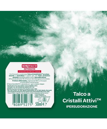  Borotalco Borotalco Intensive Roll-On Deodorant with Active Crystal Talc Hyperperspiration Alcohol-free Talcum Scent 72h Effectiveness - 4 x 50ml - Exclusive Amazon - Buy Online on GoSupps.com