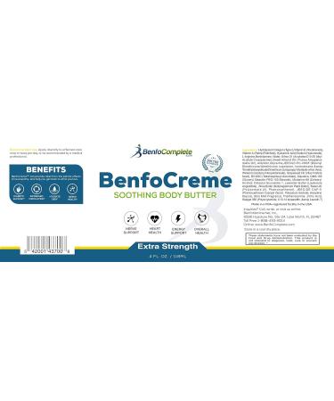 Buy Benfotiamine Inc. Benfocreme Body Butter 4 fl oz - Nourishing Moisturizer for All Skin Types | International Shipping Available - Buy Online on GoSupps.com