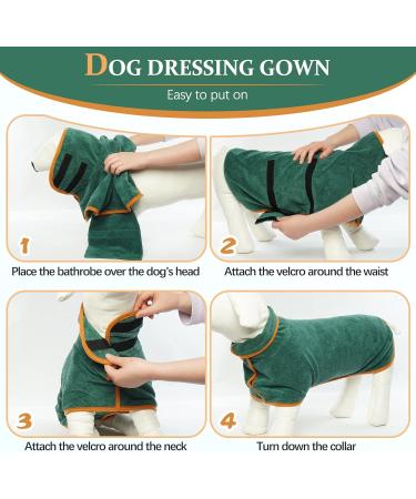 Kuoser Microfiber Dog Bathrobe - Extra Absorbent Adjustable Towel for Small Dogs - Green Dog Bumper - Buy Online on GoSupps.com