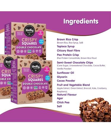 Healthy Crunch Rice Crispy Squares - Double Chocolate Flavor 6 Units x 132g Nut-Free Snacks for Adults and Kids - Perfect Rice Krispies Squares Snack Food - Ideal for Lunchboxes and On-the-Go Treats - Buy Online on GoSupps.com