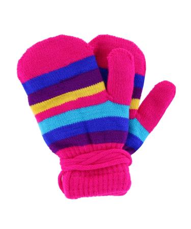 ANGELA & WILLIAM Kids' Knit Striped Mitten with Keeper String Multi