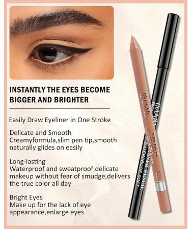 Nude Beige & Black Water Line Gel Eyeliner Pencil-2Pcs Smooth Easy-to-Sharpen Pencil with Sharpener Waterproof Smudge-Proof Cream Eye Liner Waterline Pen Longlasting Eye Makeup Gift for Older Women - Buy Online on GoSupps.com