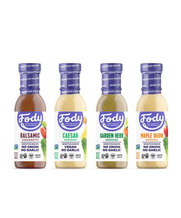 Fody Foods Vegan Variety Salad Dressing Pack | Low FODMAP Certified | Gut Friendly No Onion No Garlic | IBS Friendly Kitchen Staple | Gluten Free Lactose Free Non GMO | 4 Bottles, 8 Ounce Variety 1