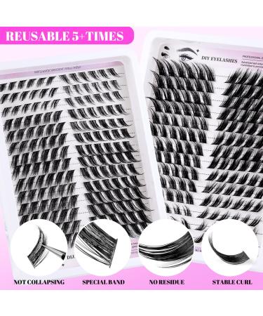 DIY Self Adhesive Eyelashes - 168pcs D Curl 3D Lash Clusters with Bond & Tweezers | Shop Internationally - Buy Online on GoSupps.com