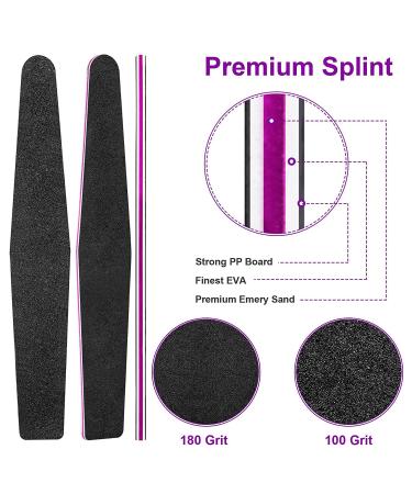 12pcs Jumbo Size Nail File 100/180 Grit - Double Sided Professional Manicure Tools for Acrylic and Natural Nails - Black Color - Buy Online on GoSupps.com