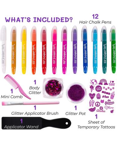 12 Colors Washable Hair Chalk for Girls Age 8-10 - Temporary Hair Color Set for Kids - Blue, Purple, Red & Pink -Ideal for 8 Year Olds - Buy Online on GoSupps.com