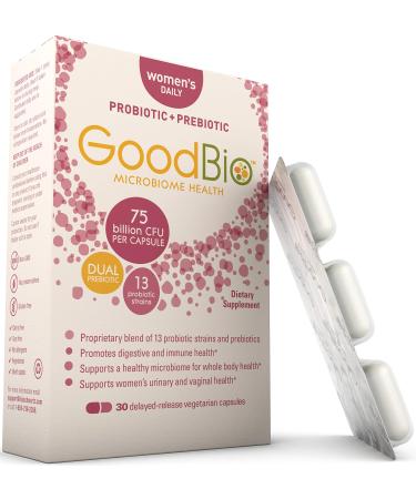 BioSchwartz GoodBio Women's Daily Probiotic + Prebiotic 75 Billion CFU 30 Delayed-Release Vegetarian Capsules