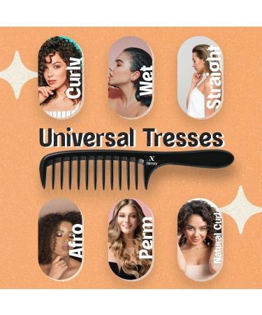 Nimxy Pink Wide Tooth Comb for Curls 3 Pcs - Curl Comb with Comfortable Handle for Detangling Medium to Long Wet and Wavy Hair - hairdressing & Styling Comb (3Pc Black Wide Tooth) - Buy Online on GoSupps.com