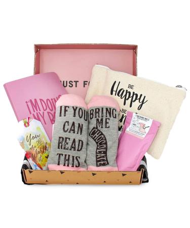 Special Birthday Womens Gift Mother's Day Box Set for Her- Fancy Notebook Travel Cosmetic Bag Funny socks and a Relaxing Bath Salt Mother's Day Gift Set For Friend