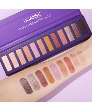 Ucanbe 12 Color Eyeshadow Palette - Matte & Shimmer - High Color Rendering Waterproof Durable Makeup Palette with Brush (02) - Buy Online on GoSupps.com
