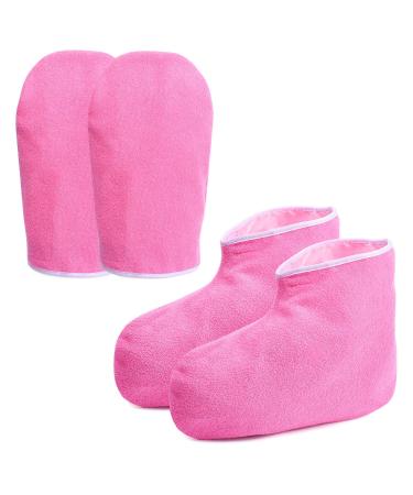 No LIFE paraffin wax bathroom gloves & ankle boots moisturizing work gloves foot care hand care set paraffin wax warmer pink insulated midfood for women - pink thin pink - Velcro fastener