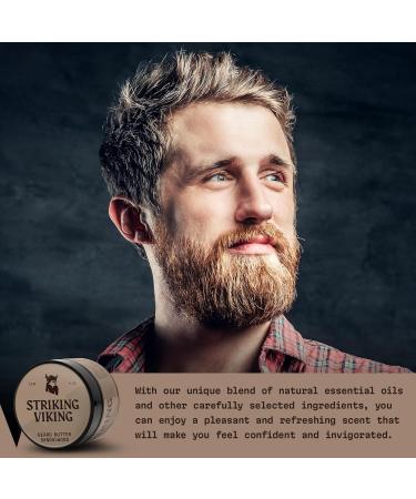Striking Viking Beard Butter - Hydrating Non-Fat Beard Cream for Men | 4oz Natural Sandalwood Formula - Buy Online on GoSupps.com