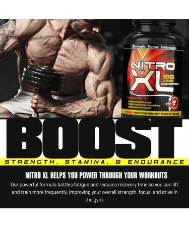 Nitro XL | Nitric Oxide Bodybuilding Supplement â with L-Arginine | Build Muscle Mass â Get Ripped â Boost Performance â Increase Endurance & Stamina â Intensify Your Workout | 120 caps - Buy Online on GoSupps.com