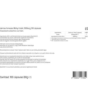 Jarrow Formulas Methyl Folate (5-MTHF) 1000mcg Vegan Capsules - Lab Tested, Gluten-Free, Vegetarian, Non-GMO - Folic Acid Supplement - Buy Online on GoSupps.com