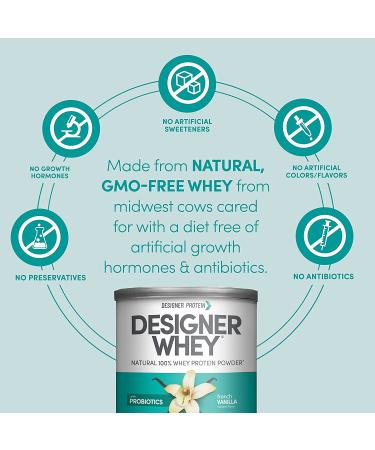 Designer Wellness 100% Whey Protein Powder - French Vanilla, Probiotics & Fiber, Gluten-Free, Non-GMO, 12 oz - Buy Online on GoSupps.com